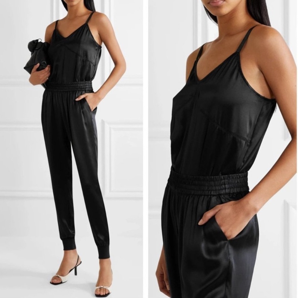 ATM ANTHONY THOMAS MELILLO Silk Cami V-Neck Bodysuit Black